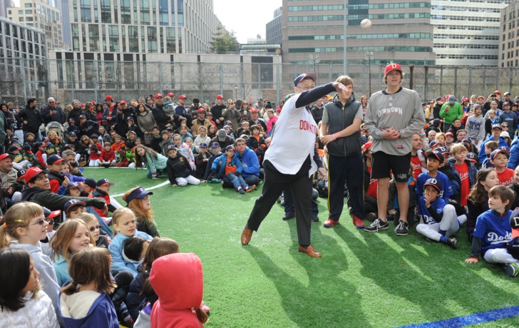 …as he throws out the first ball. Carl Glassman/Tribeca Trib …as he throws out the first ball. Carl Glassman/Tribeca Trib