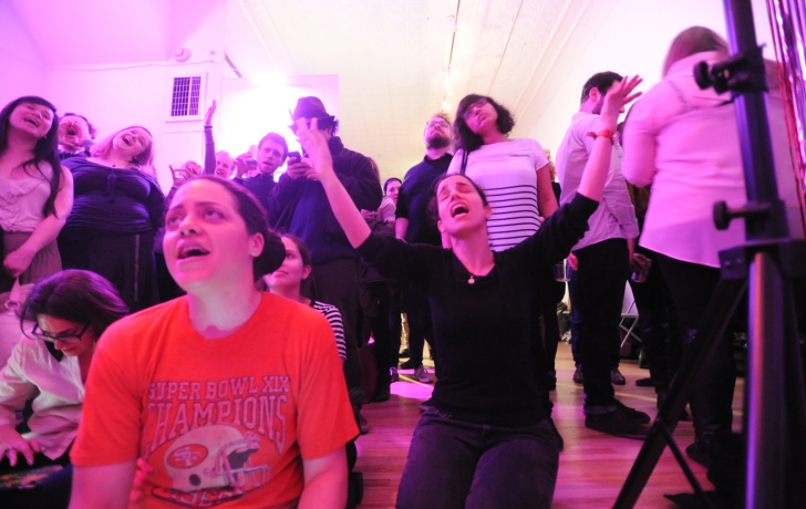 The audience enthusiastically joined in on every "Scaryoke!" performance. Photo: Carl Glassman/Tribeca Trib The audience enthusiastically joined in on every "Scaryoke!" performance. Photo: Carl Glassman/Tribeca Trib